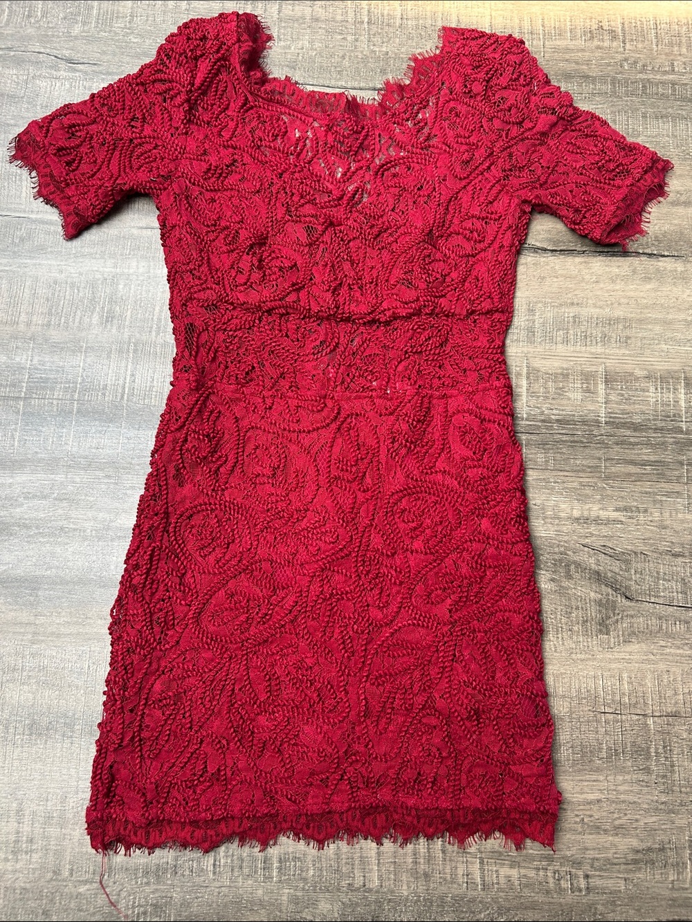 Luxxel Ruby Red Lace Sheath Dress